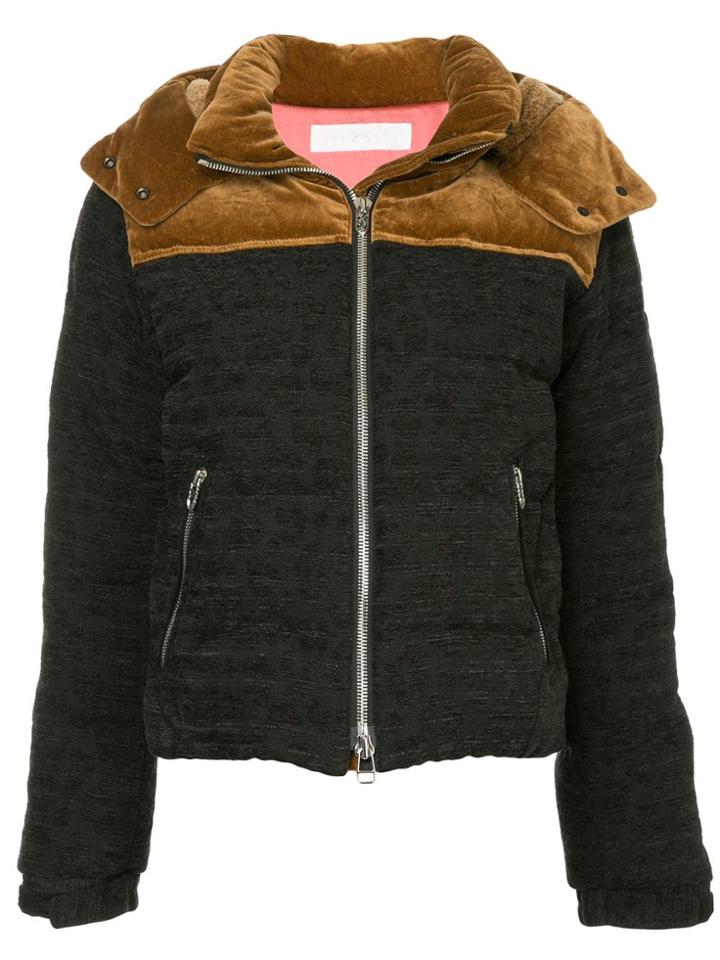 Roarguns Velvet Contrast Quilted Jacket - Black