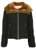 Roarguns Velvet Contrast Quilted Jacket - Black