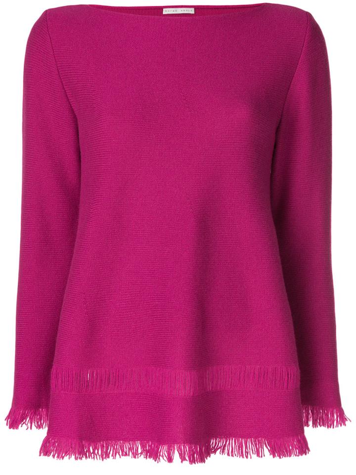 Borgo Asolo Flared Fringe-hem Sweater - Pink & Purple