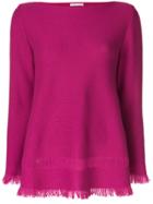 Borgo Asolo Flared Fringe-hem Sweater - Pink & Purple