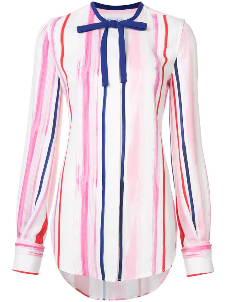Oscar De La Renta Brush Stroke Print Top - Pink & Purple