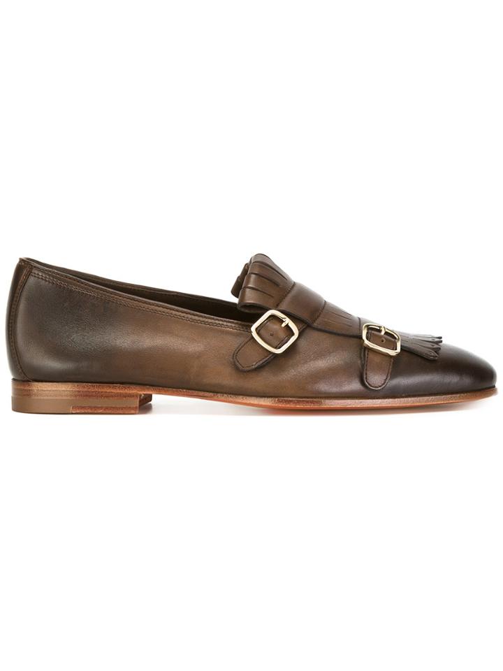 Santoni Degradé Effect Monk Shoes - Brown
