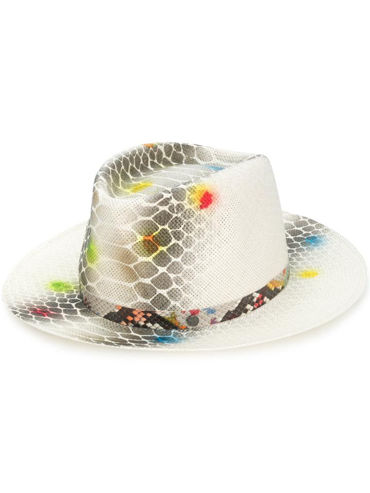 Maison Michel Andre Python Print Hat - Nude & Neutrals