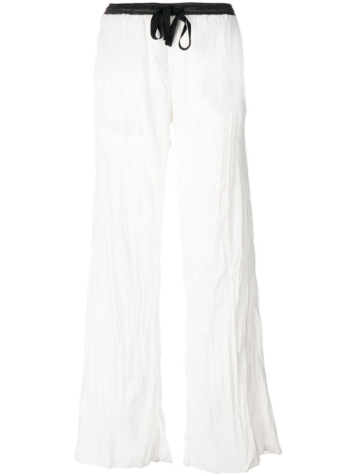 Nude Drawstring Palazzo Pants - White