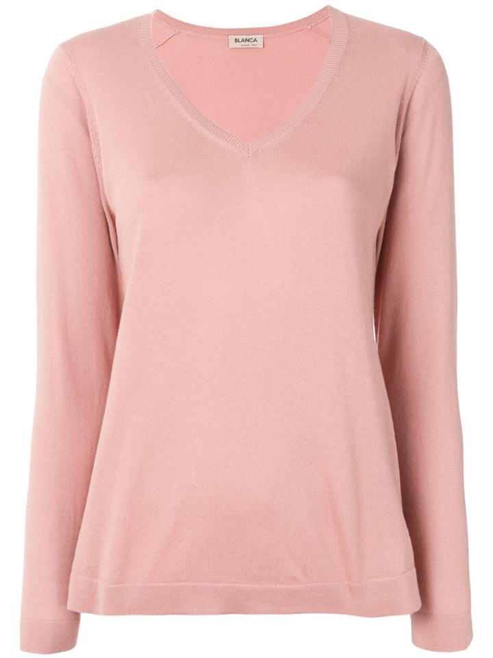 Blanca V-neck Jumper - Pink & Purple