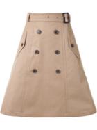 Loveless Buttoned A-line Skirt, Women's, Size: 34, Brown, Cotton
