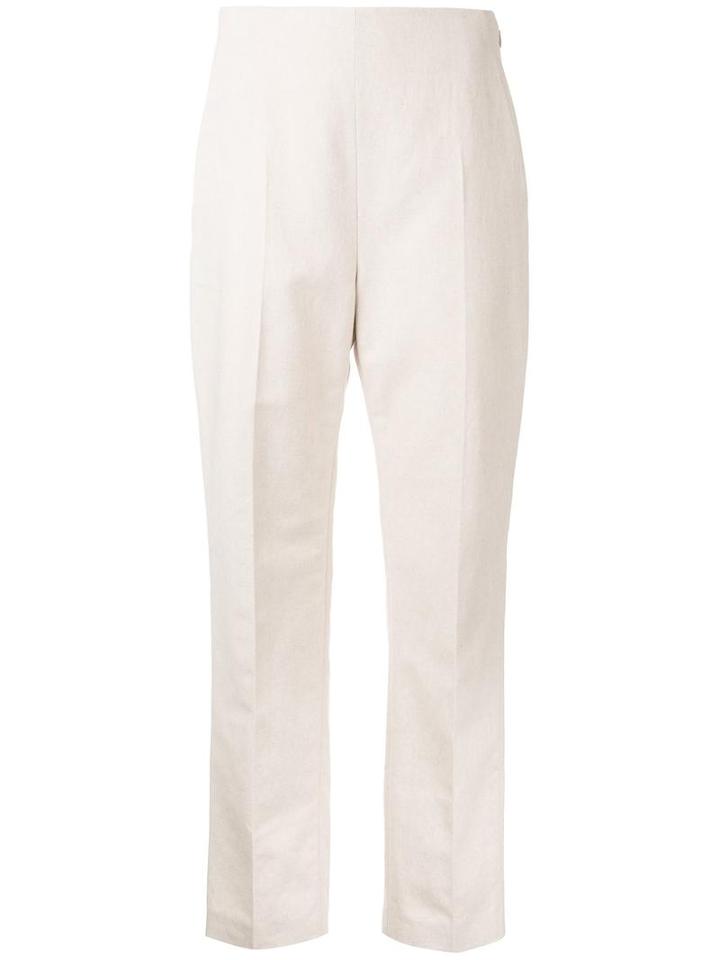Delpozo Tailored Tapered Trousers, Women's, Size: 38, Brown, Cotton/linen/flax