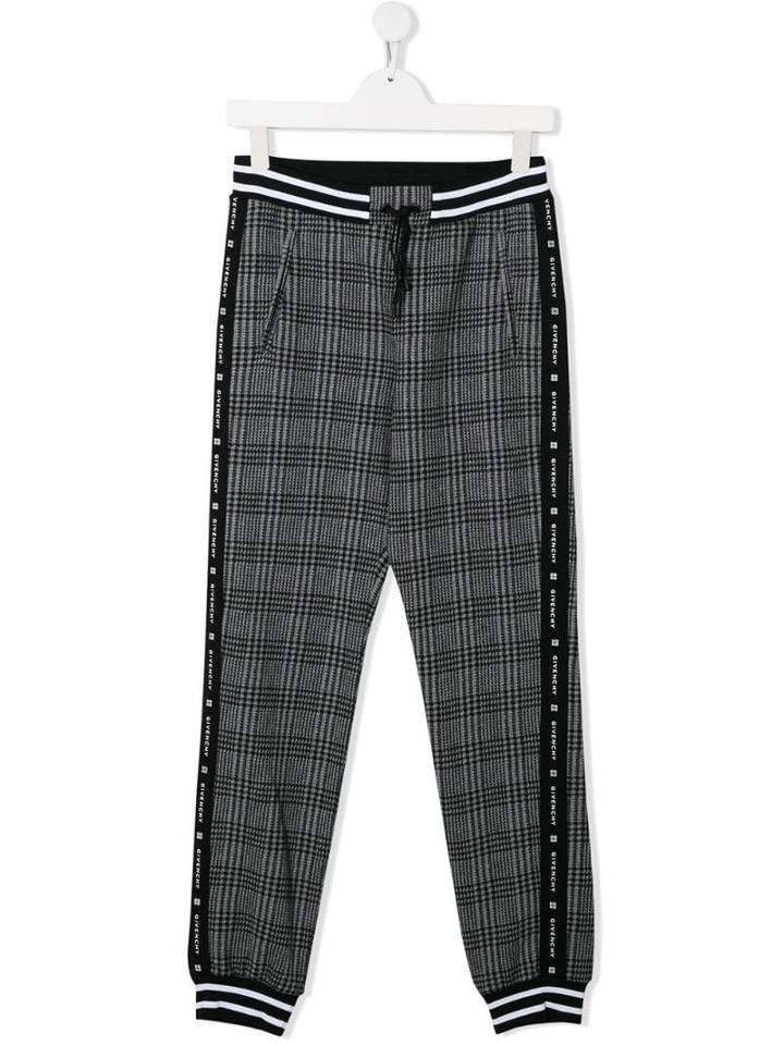 Givenchy Kids Check Print Track Pants - Black