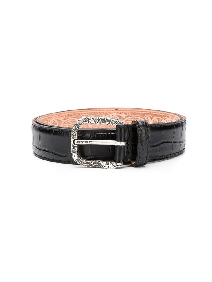Etro Logo Embellished Belt - Black