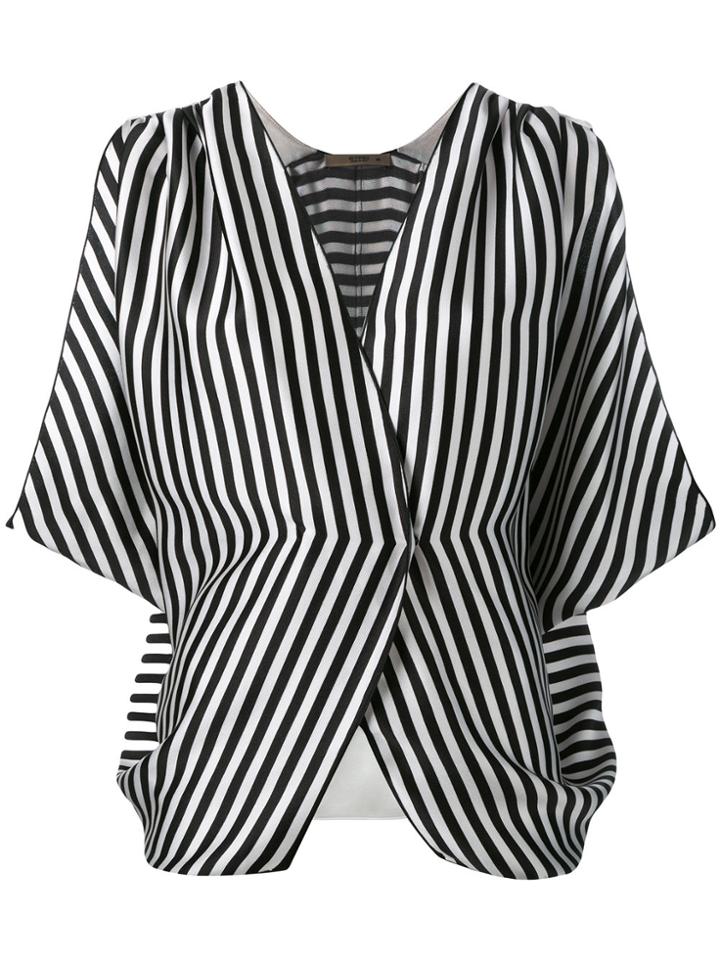 Etro Striped Wrap Front Blouse - Black