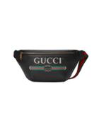 Gucci Black Gucci Print Leather Belt Bag