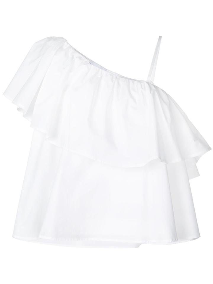 Au Jour Le Jour Asymmetric Ruffled Top - White
