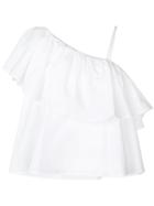 Au Jour Le Jour Asymmetric Ruffled Top - White