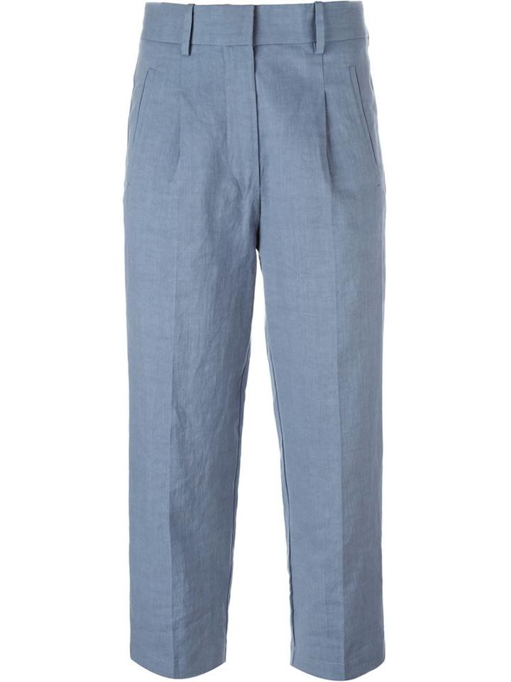 Forte Forte Cropped Trousers, Women's, Size: Iii, Blue, Linen/flax/cotton