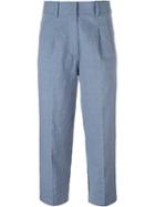 Forte Forte Cropped Trousers, Women's, Size: Iii, Blue, Linen/flax/cotton