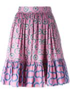 Yves Saint Laurent Vintage Circle Print Pleated Skirt - Pink & Purple