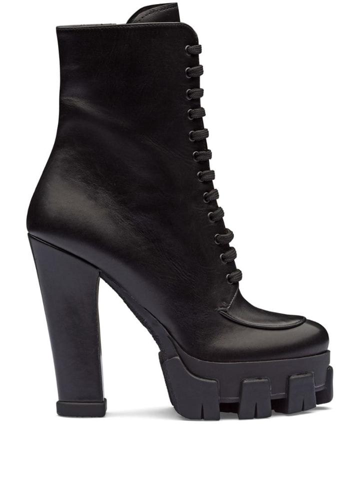 Prada Lace-up Booties - Black