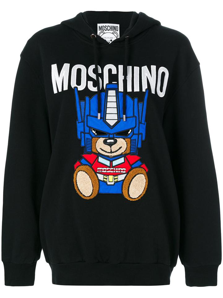 Moschino - Transformer Bear Hoodie - Women - Cotton/polyester/polyurethane - 40, Black, Cotton/polyester/polyurethane