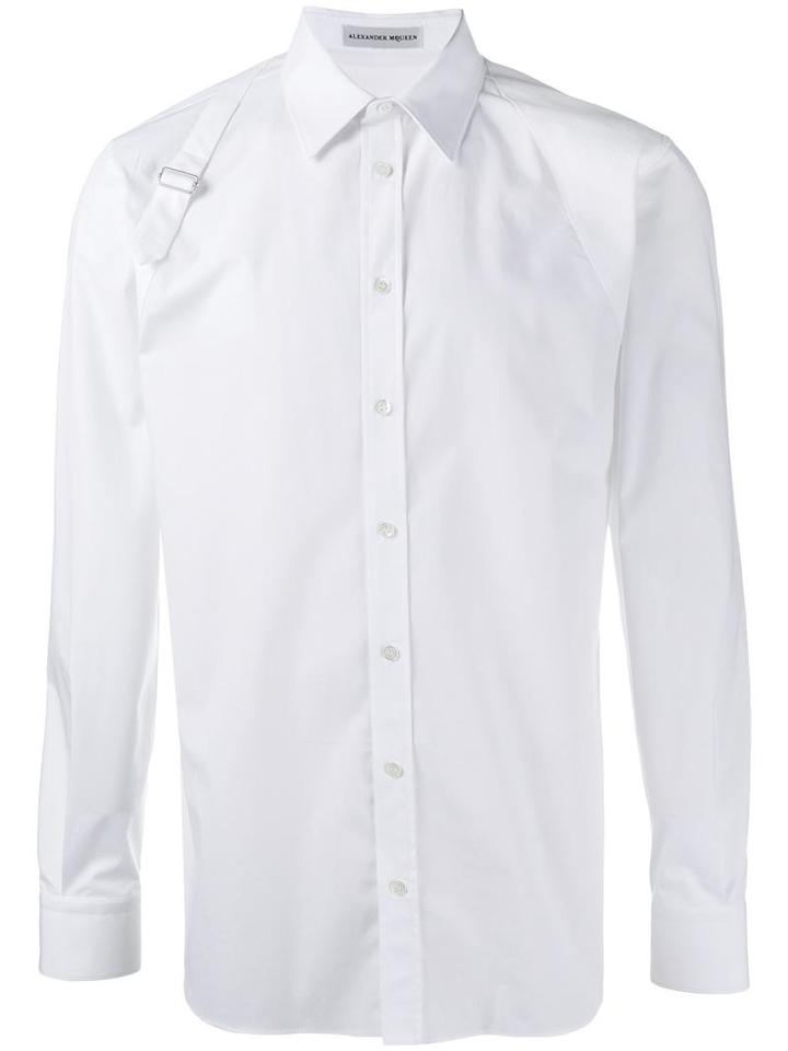 Alexander Mcqueen Harness Shirt, Men's, Size: 17, White, Cotton/spandex/elastane