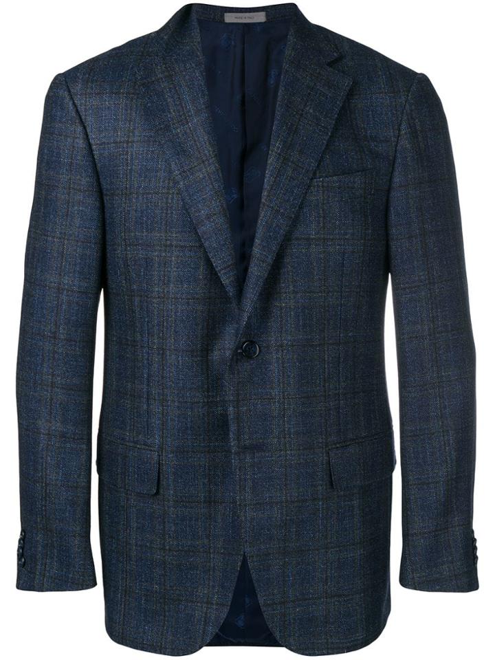 Corneliani Checked Single-breasted Blazer - Blue