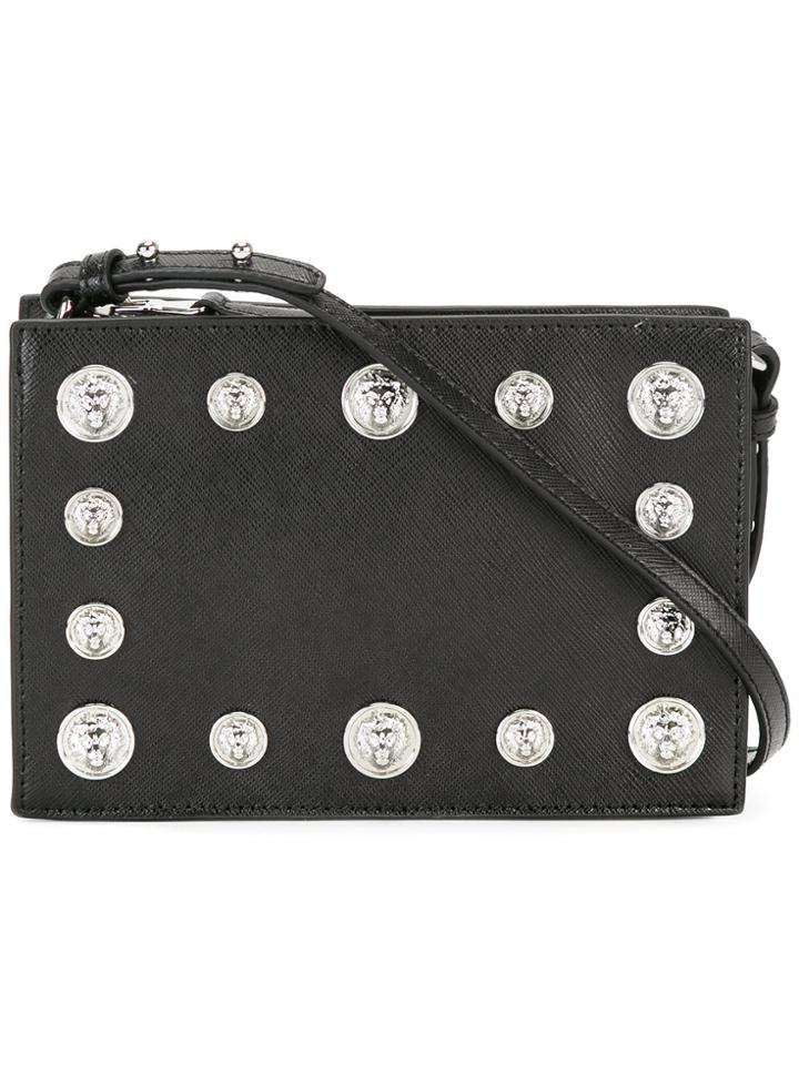 Versus Lion Head Stud Shoulder Bag - Black