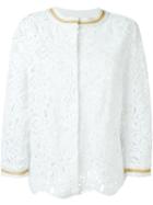 Ermanno Scervino Scalloped Hem Lace Jacket, Size: 42, White, Polyester