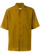 Ami Paris Camp Collar Short Sleeve Shirt With Chest Pocket - Brown