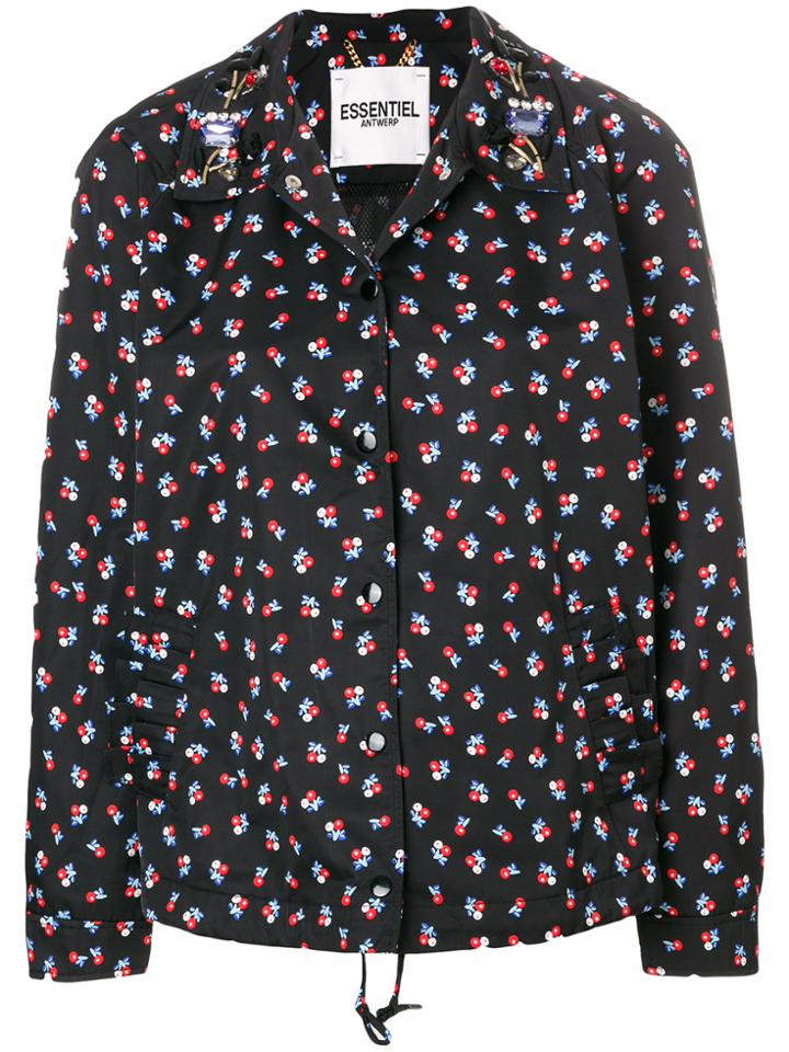 Essentiel Antwerp Crystal Collar Shirt Jacket - Black