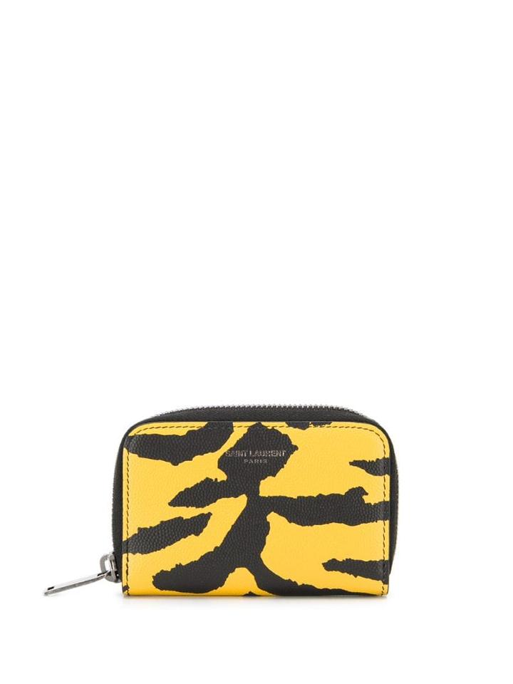 Saint Laurent Animal Print Zip-around Wallet - Yellow