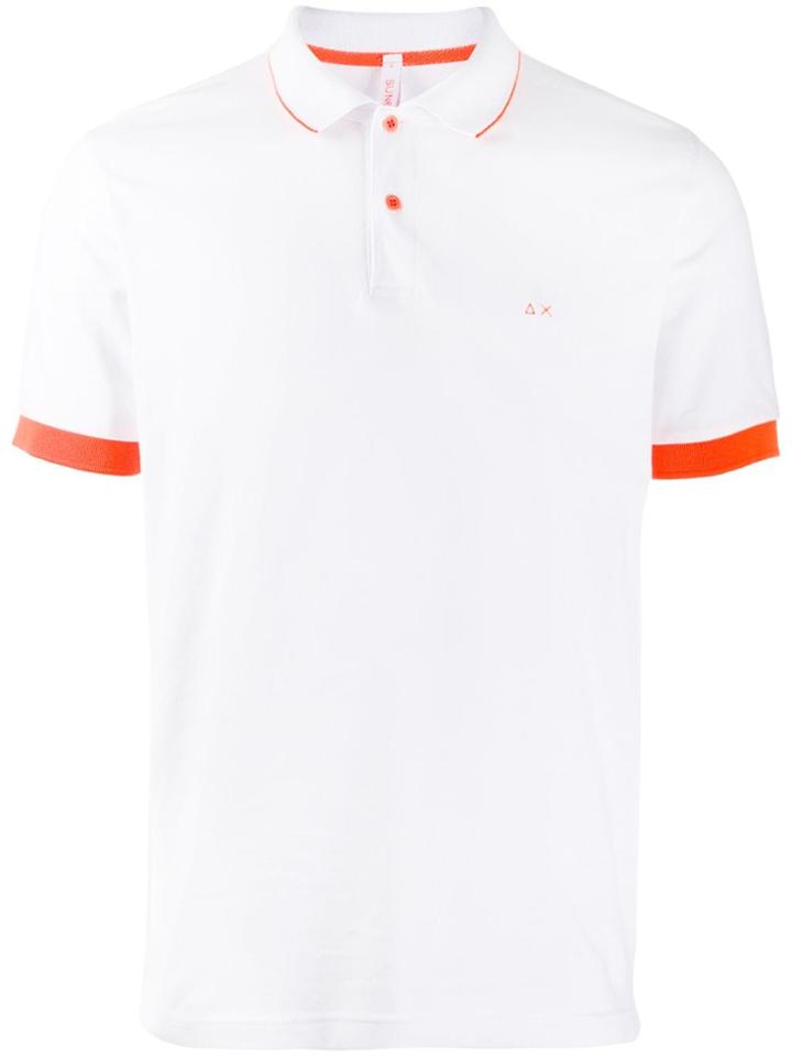 Sun 68 Contrasting Cuff Polo Shirt - White
