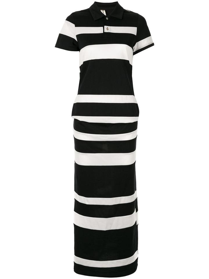 Comme Des Garçons Pre-owned Striped Long Polo-style Dress - Black