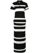 Comme Des Garçons Pre-owned Striped Long Polo-style Dress - Black