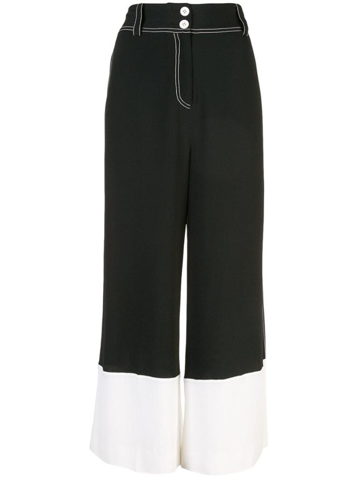 Derek Lam 10 Crosby Wide Leg Culotte With Contrast Cuff - Black