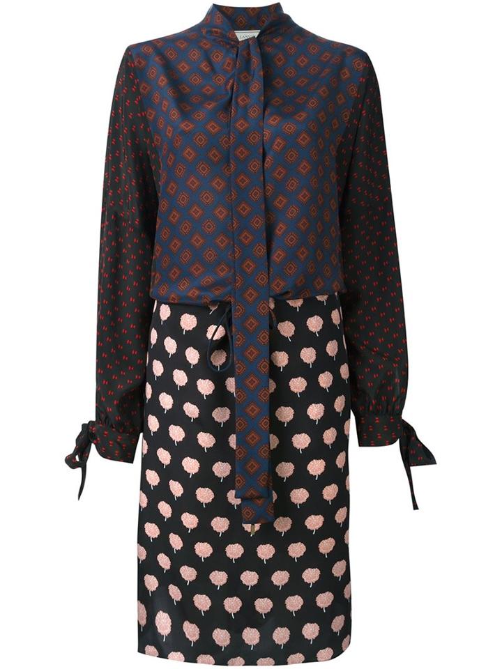 Lanvin Tied Patchwork Pattern Dress