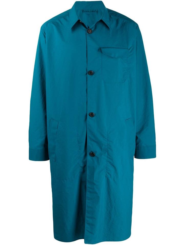 Salvatore Ferragamo Button-up Parka Coat - Blue