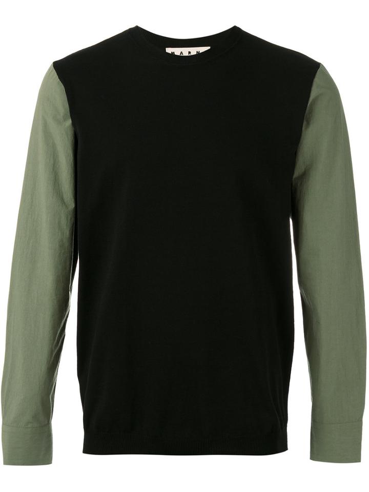 Marni Poplin Sleeve Jumper, Men's, Size: 52, Black, Cotton