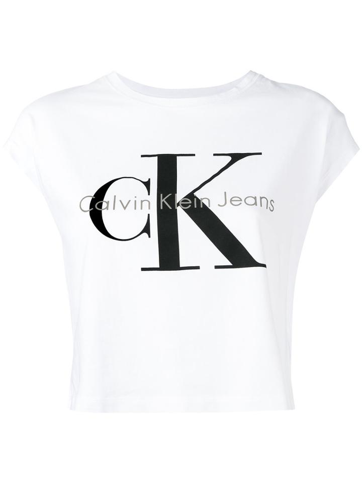 Calvin Klein Jeans Logo T-shirt, Women's, Size: Large, White, Cotton