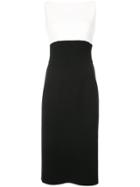 Oscar De La Renta Two-tone Midi Pencil Dress - Black