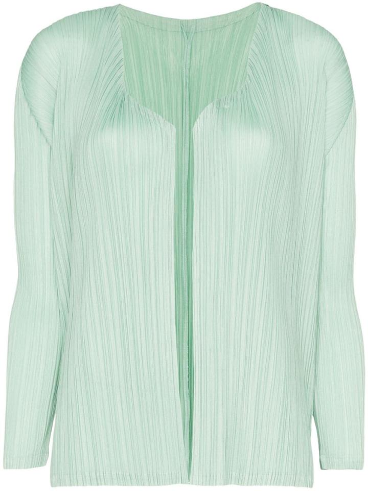 Pleats Please Issey Miyake Plissé Pleated Cardigan - Green