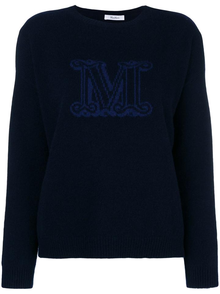 Max Mara Ferito Logo-intarsia Jumper - Blue