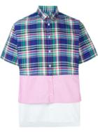 Dsquared2 Checked Colour Block Shirt, Men's, Size: 48, Blue, Cotton