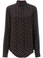 Saint Laurent Micro Smoking Lips Hear Print Shirt - Black
