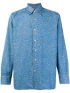 Canali Splatter Print Denim Shirt - Blue