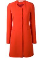 Tagliatore - Scoop Neck Mid Coat - Women - Polyester/spandex/elastane/cupro - 42, Red, Polyester/spandex/elastane/cupro