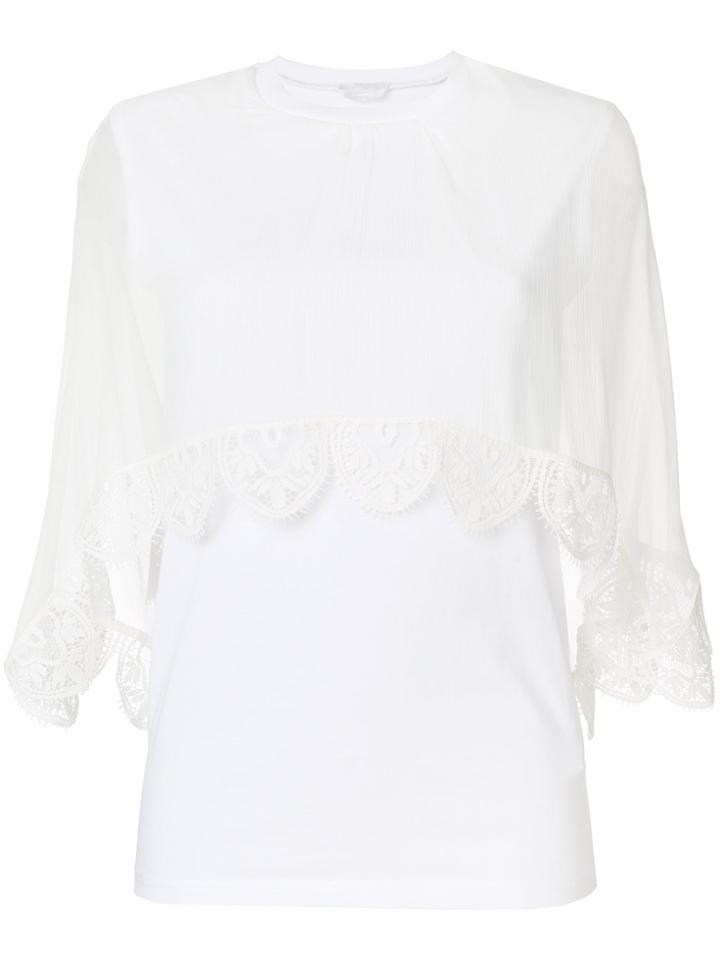 Chloé Lace Trim Cropped T-shirt - White
