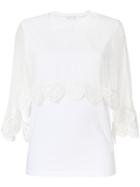 Chloé Lace Trim Cropped T-shirt - White