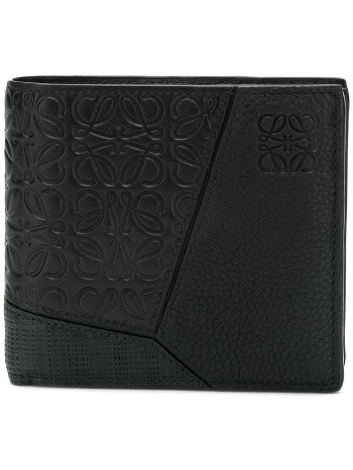 Loewe Foldover Brand Embossed Wallet - Black