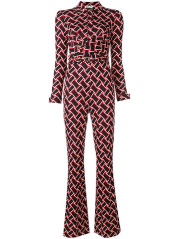 Dvf Diane Von Furstenberg Vintage Wave Retro Print Jumpsuit - Black