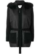 Max & Moi Belted Fur-hooded Jacket - Black