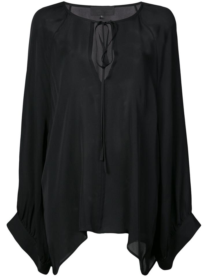 Nili Lotan Acadia Peasant Top - Black